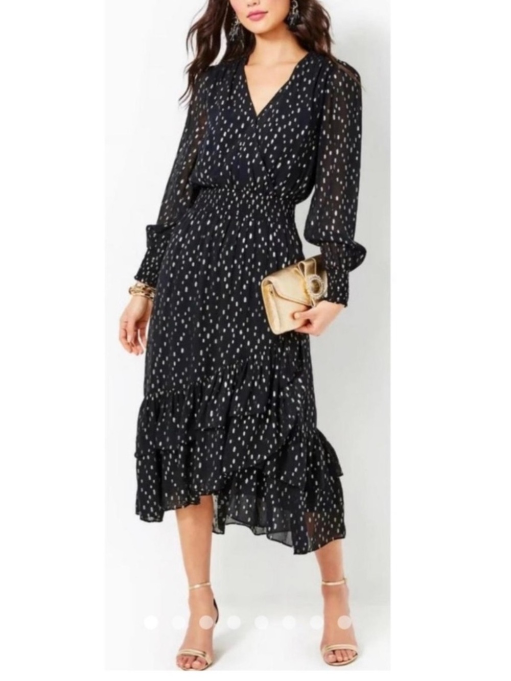 Lilly Pulitzer Onyx Gold Cristiana Midi Dress View 2